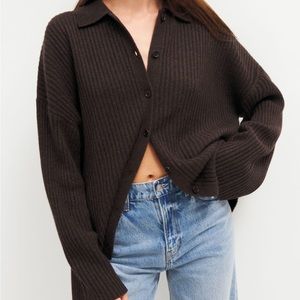 Reformation Fantino cardigan in dark brown, XS